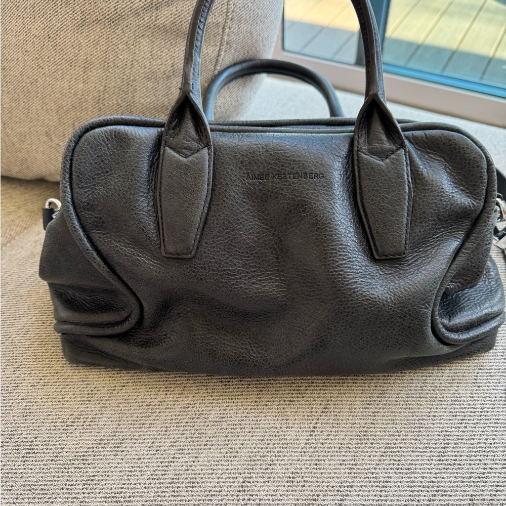 Aimee Kestenberg Black Satchel with Textured Leather and Slouchy Shape